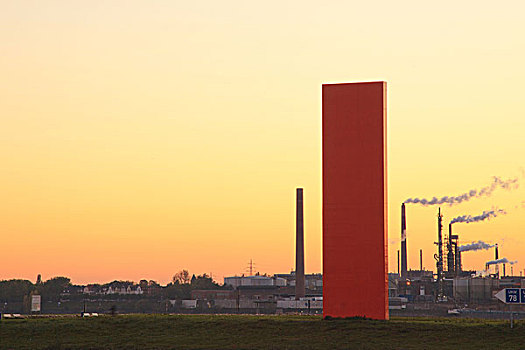 雕塑,莱茵河,橙色,杜伊斯堡,德国