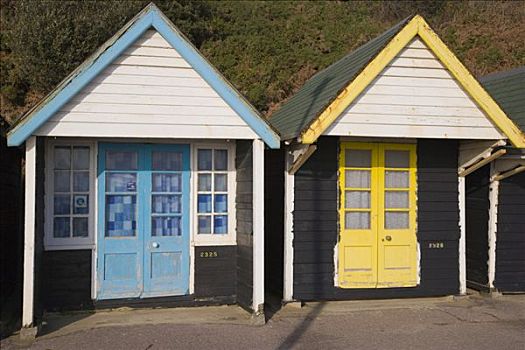 海滩小屋,冬天,英格兰,英国