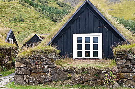 历史,房子,草,屋顶,史考格拉,冰岛,欧洲