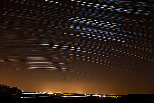 夜晚,天空,亮光,污染,乌尔姆,巴登符腾堡,德国,欧洲