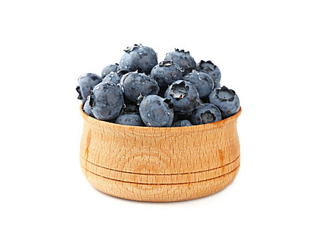 蓝莓,木碗,特写,上方,白色