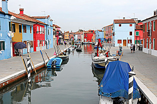 涂绘,房子,船,运河,布拉诺岛,岛屿,威尼斯泻湖,威尼斯,威尼托,意大利,欧洲