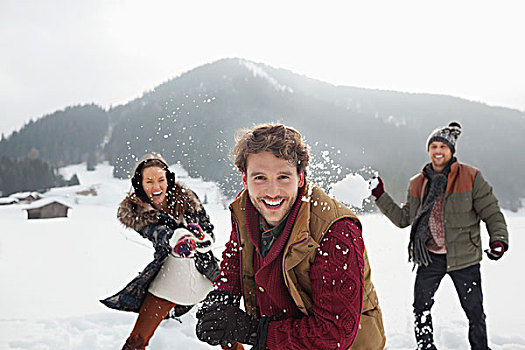 頭像,玩耍,朋友,投擲,雪球,地點