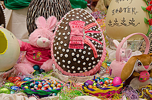 澳大利亚,复活节,展示,装饰,假日,巧克力蛋,毛绒玩具,粉色,复活节兔子