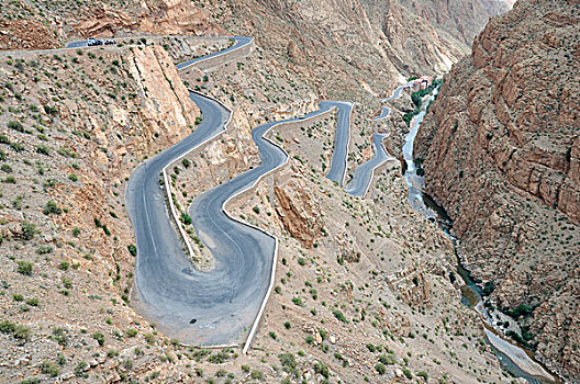 道路,峡谷,阿特拉斯山脉,摩洛哥,非洲