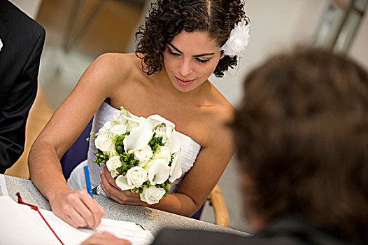 典礼,新娘,签写