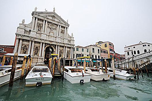 摩托艇,正面,圣玛丽亚教堂,教堂,区域,大运河,威尼斯,威尼托,意大利,欧洲