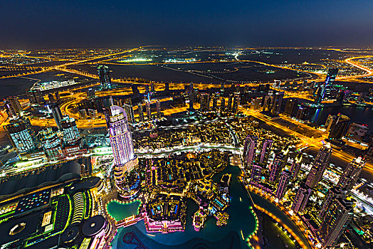 风景,哈利法,眺望台,迪拜,喷泉,地址,市区,商场,露天市场,夜晚,阿联酋,亚洲