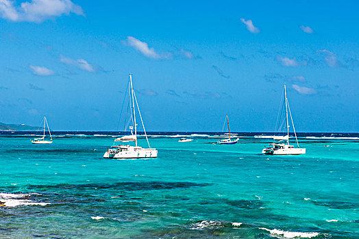 帆船,锚定,多巴哥岛,钥匙,格林纳丁斯群岛,加勒比