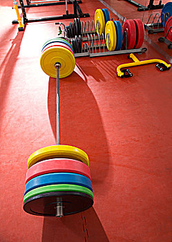 健身,健身房,举重,彩色,设备,红色,地面