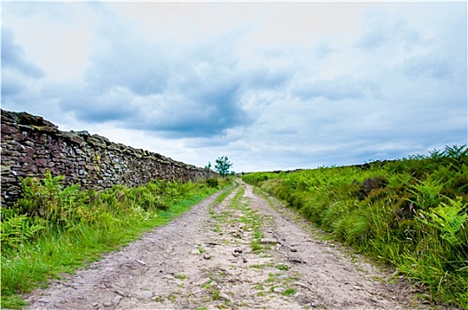 空,道路,石头,围栏,兰开夏郡,乡村,英国