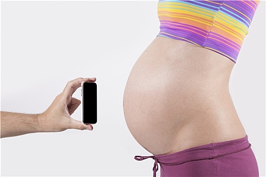 智能手机,肚子,怀孕