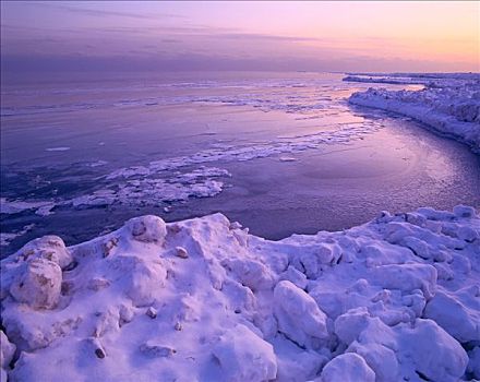 安大略湖,冬天,惠特比,安大略省,加拿大