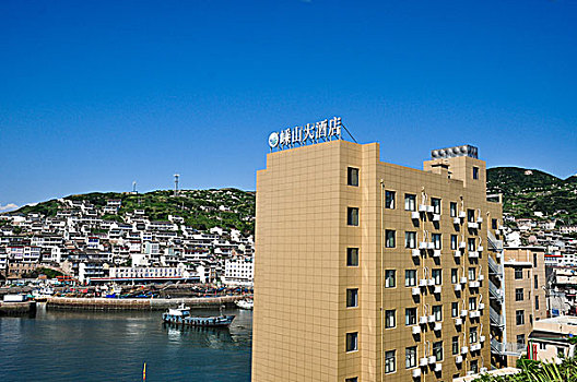 浙江舟山嵊泗县嵊山渔港夏天