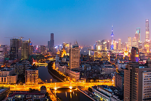 上海,黄浦江,两岸,夜景