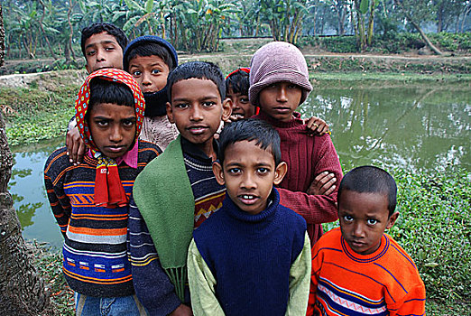 头像,乡村,孩子,库尔纳市,孟加拉,十二月,2007年
