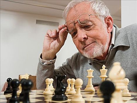 长者,玩,下棋