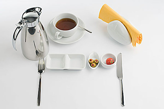 早餐桌,热水瓶,杯子,白色,瓷器