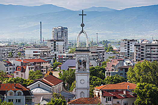 保加利亚,南方,山,普罗夫迪夫,城镇景色