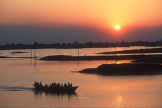 日落,近郊,达卡,孟加拉