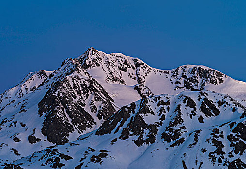厄茨泰,阿尔卑斯山,冬天,冰,雪,靠近,提洛尔,日出,上方,攀升,一个,著名,顶峰,奥地利