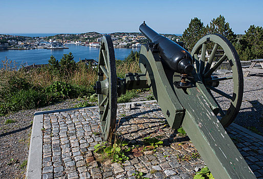 历史,大炮,山,远眺,城市,纪念,战斗,港口,后面,西部,挪威,欧洲