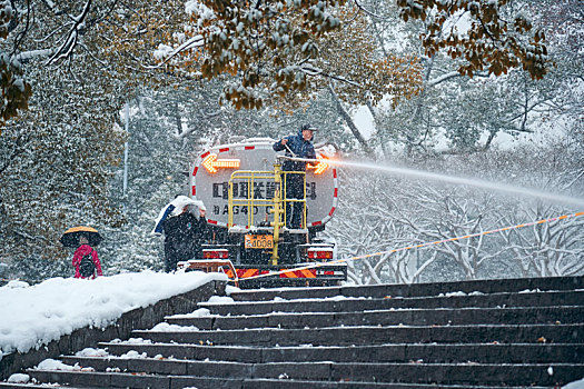 湖南省开福区烈士公园冬季雪景