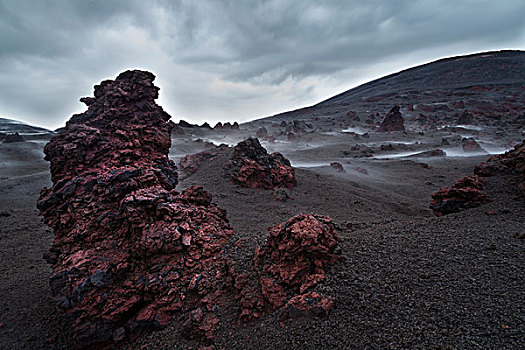 红色,玄武岩,火山,堪察加半岛,俄罗斯,欧洲