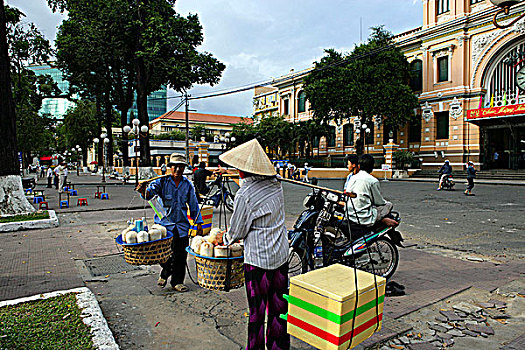 户外,中央邮局,建筑,胡志明市,越南