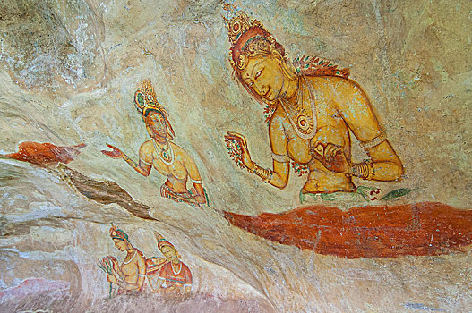 5世纪,锡吉里耶,石头,洞穴,壁画,联合国教科文组织,世界遗产,斯里兰卡