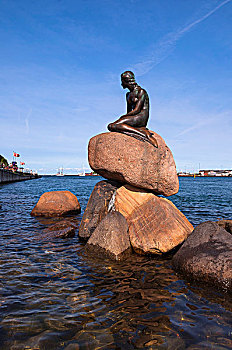 雕塑,小美人鱼,哥本哈根,丹麦,欧洲