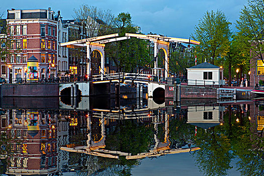 沃尔特,开合式吊桥,绅士运河,阿姆斯特丹,荷兰,欧洲