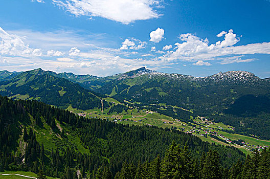 风景,山,上方,克莱恩瓦泽泰,小,山谷,奥地利,欧洲