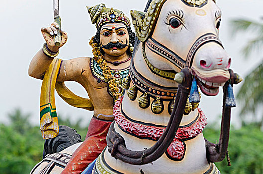 骑马雕像,泰米尔纳德邦,印度,亚洲