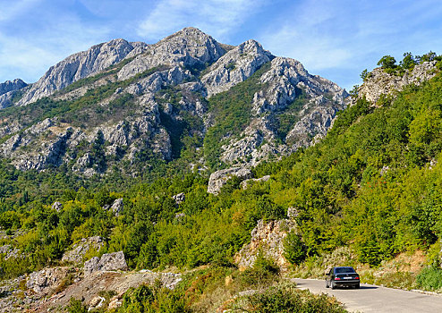 汽车,山路,山,靠近,黑山,欧洲
