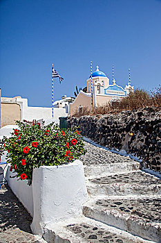 希腊圣托里尼费拉岛屿的民居