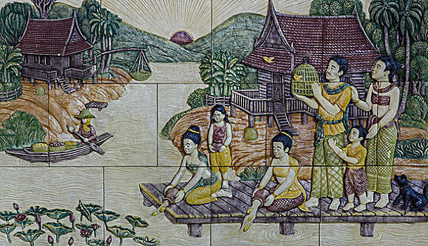 泰国人,粉饰灰泥,艺术,庙宇,墙壁