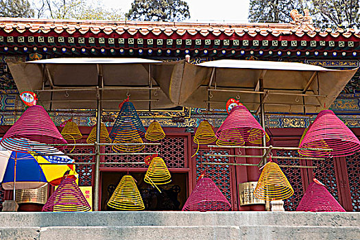 彩色,螺旋,香,潭柘寺,庙宇,北京,中国