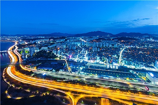 首尔,城市,韩国,夜晚