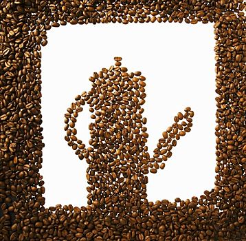 咖啡豆,形状,咖啡壶