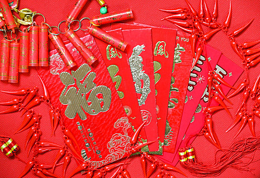 中国新年传统礼物红包特写