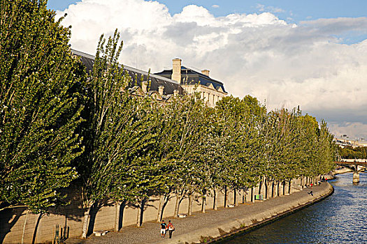 卢浮宫,右边,堤岸,赛纳河,河,巴黎,法国