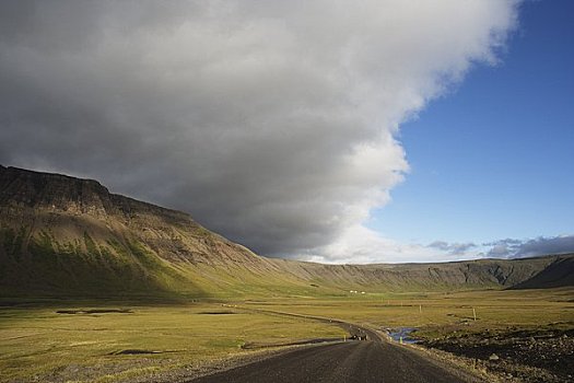 乌云,上方,山谷,靠近,峡湾,冰岛