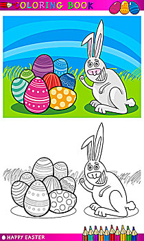 复活节兔子,卡通,上色
