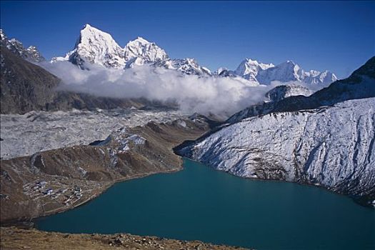 乡村,海岸线,结冰,湖,尼泊尔