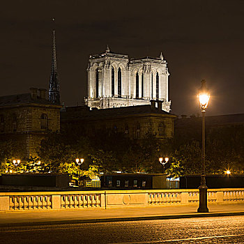 改变,巴黎圣母院,大教堂,夜晚,巴黎,法国