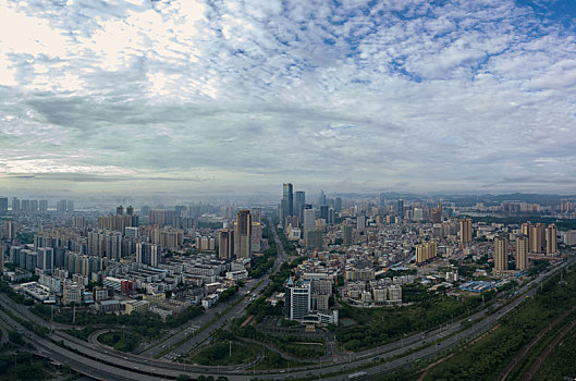 航拍广东惠州市江北cbd城市建筑风光