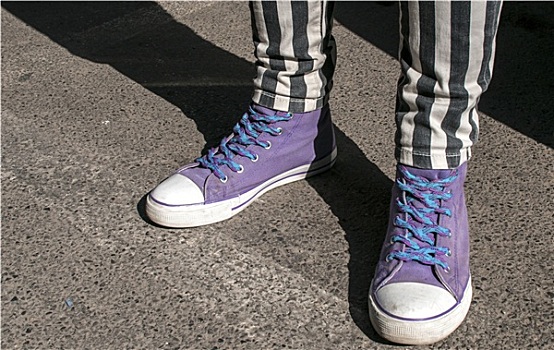 女孩,腿,紫色,运动鞋