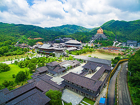 奉化,雪窦山,航拍,全景,弥勒,佛像,寺院,山,自然,生态,绿色,道场