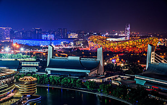 北京国家奥林匹克体育中心夜景